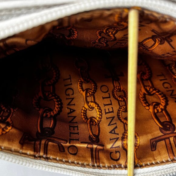 TIGNANELLA GENUINE WHTE LEATHER WITH ORGANIZER 3 SECTIONS CROSSBODY/SHOULDER BAG - Picture 3 of 5